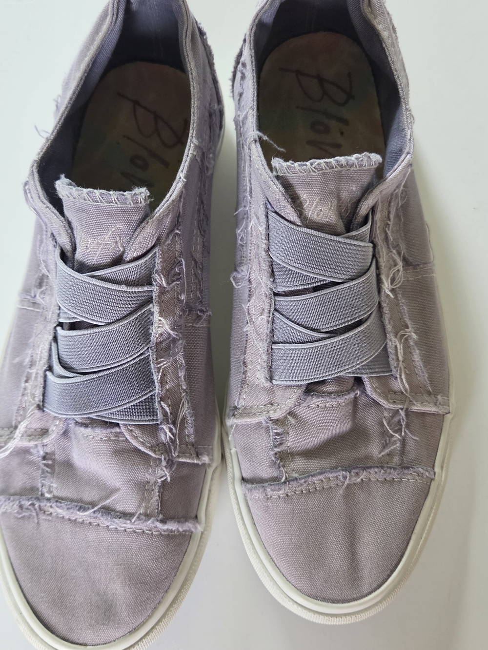 Blowfish Malibu Marley Slate Purple Distressed Canvas Slip On Sneakers Boho Cozy